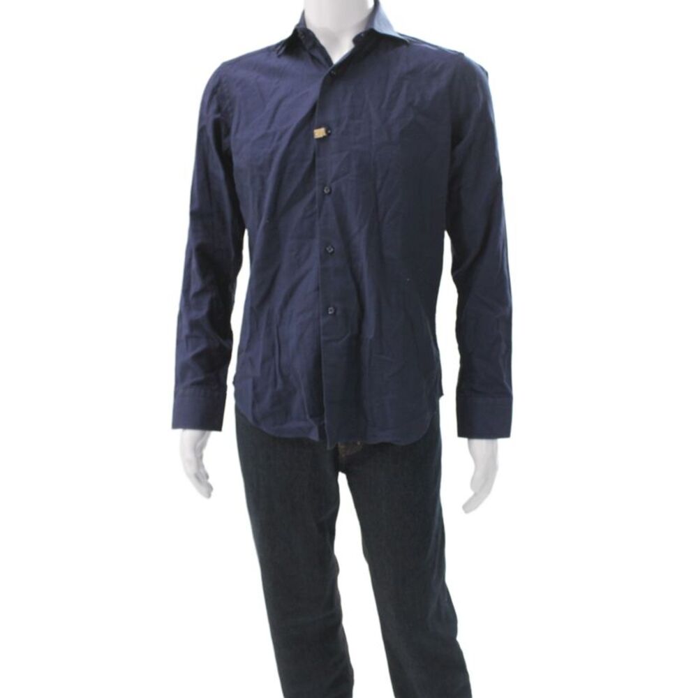 J. Lindeberg Mens Blue Collared Long Sleeve Button-Up Shirt Size S